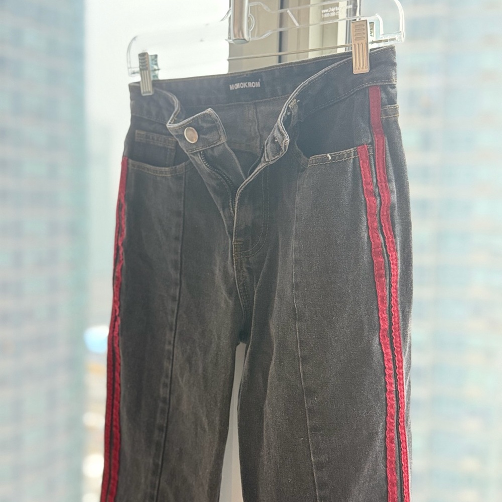 Black and Red Women's Flare Jeans